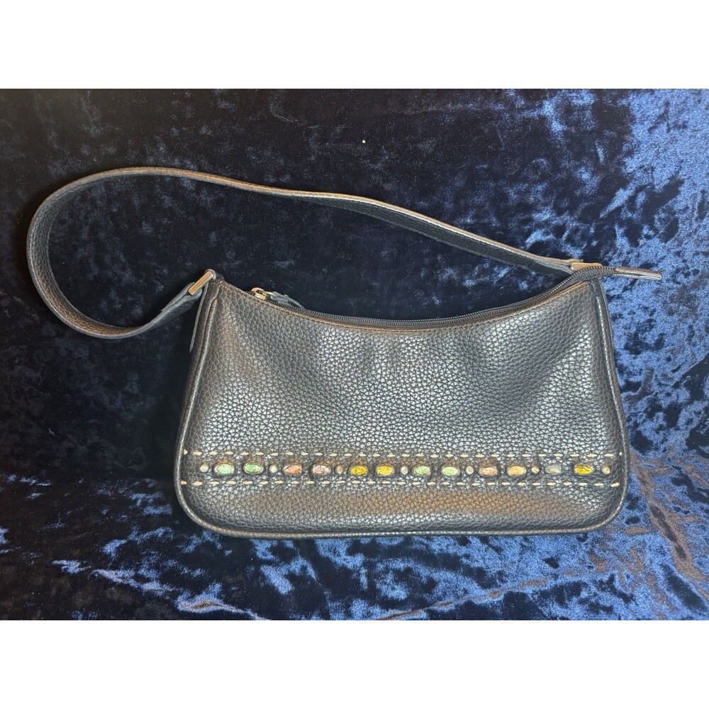 Liz Claiborne Vintage Handbag Purse Black Jeweled Pebbled Accessories BoHo
